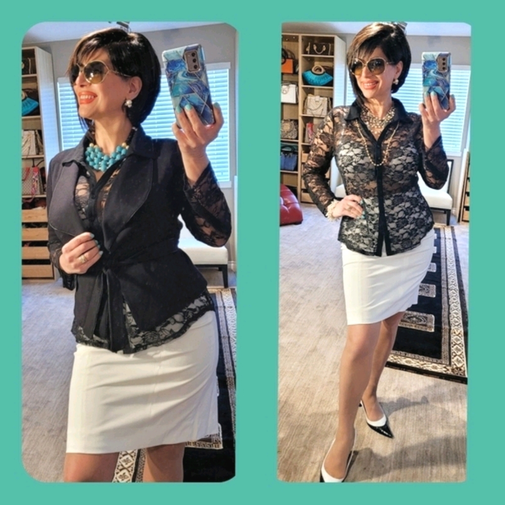 Sexy lil BCBG peplum style black blazer - Picture 3 of 16